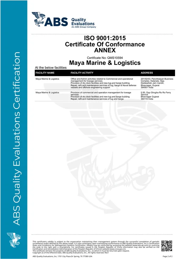 Annex Certification Certificate